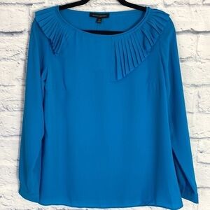 Banana Republic blue asymmetrical pleated collar top XS NWT